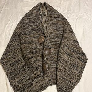 Striped Buttoned Shawl